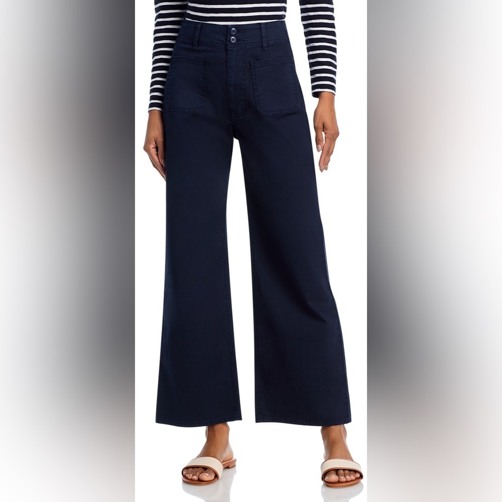 Veronica Beard Grant High Rise Cropped Wide Leg Jeans in Navy
